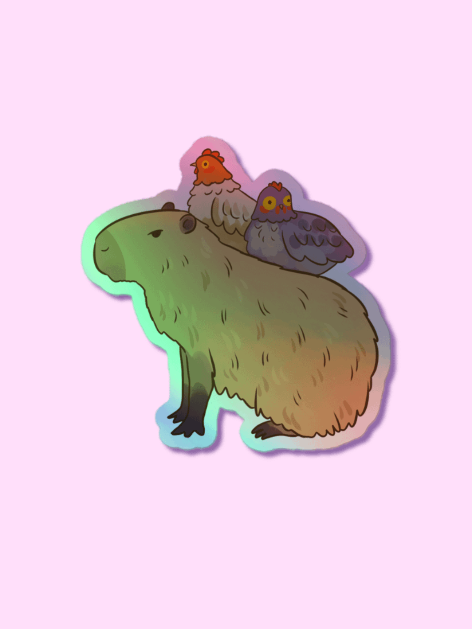 Capybara Chickens Holographic Sticker product image (1)