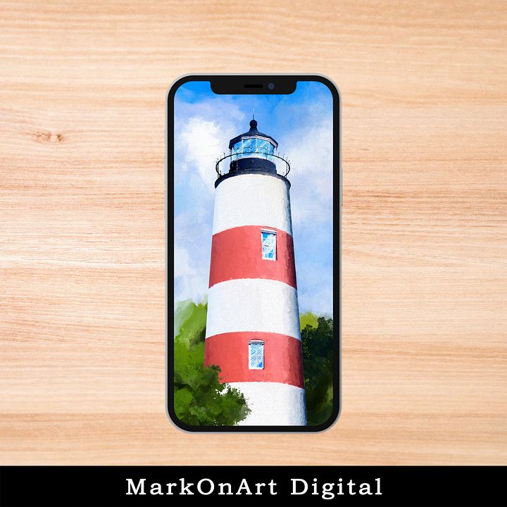 Sapelo Island Lighthouse Art For Mobile Phone Wallpaper or Lock Screen | High Res for iPhone or Android Cellphones product image (1)