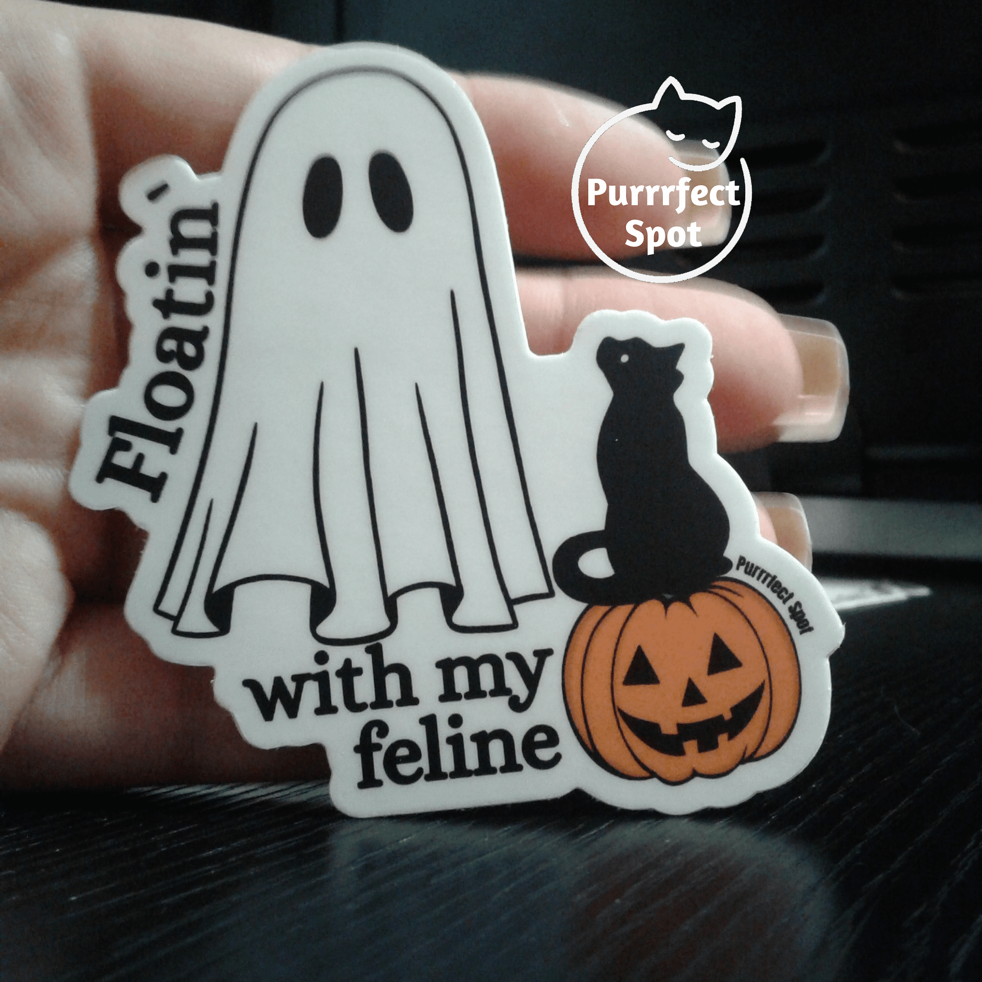 Floatin’ With My Feline Sticker 🐾🎃👻 product image (2)