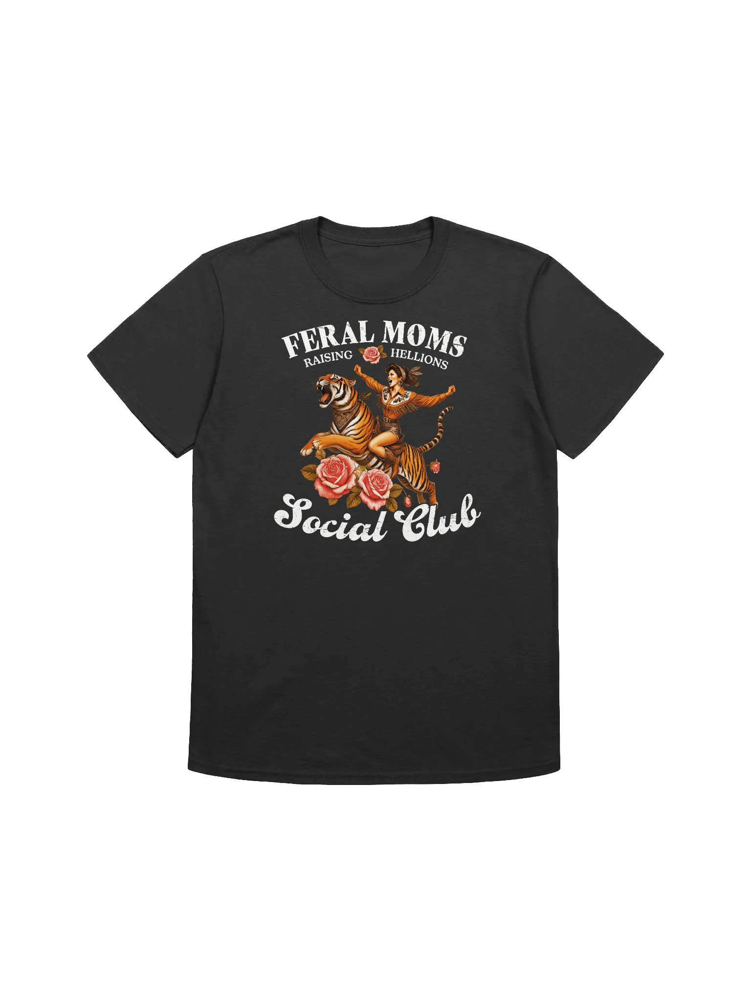 Feral Moms - Tiger Riding Rebel Mother Graphic T-Shirt product image (7)