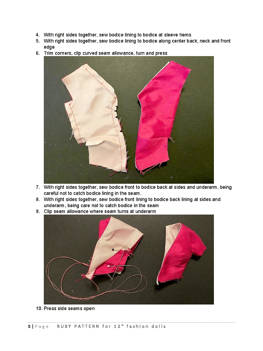Ruby sewing pattern for 12" fashion dolls product image (3)