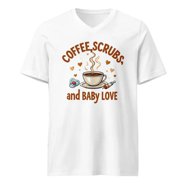 Coffee, Scrubs, and Baby Love V-Neck Tee product image (5)