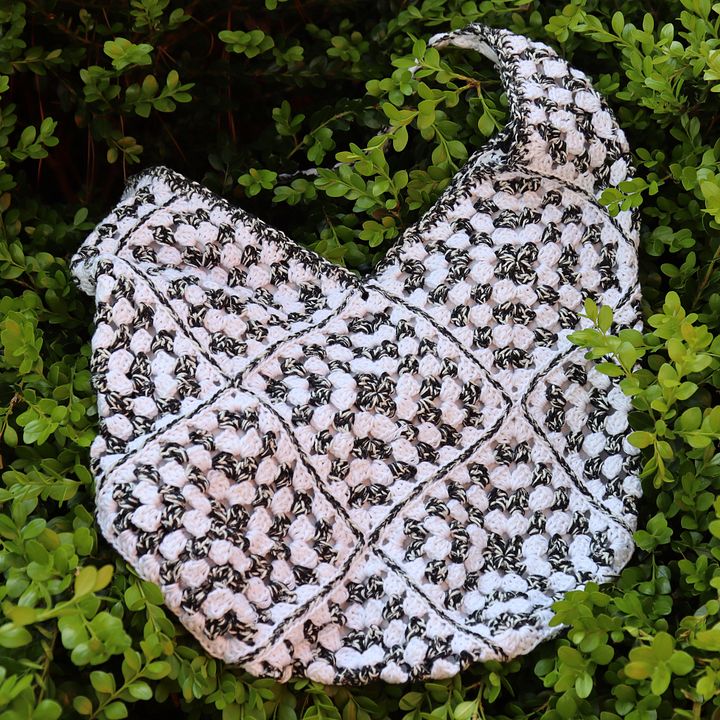 Black and White Oversized Crochet Tote - Handmade and One of a Kind product image (2)