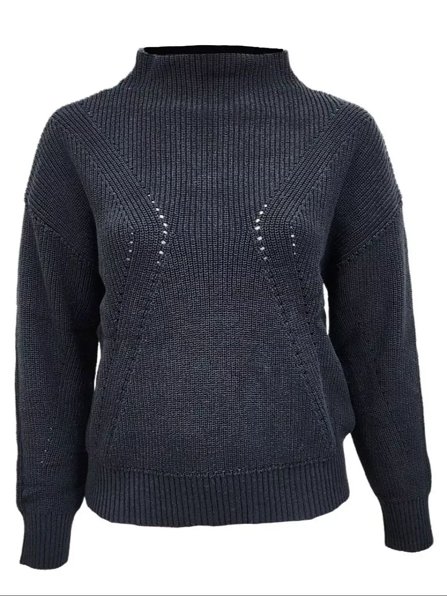 HoodLamb Women's Black Pointelle Knitted Hemp Sweater 420 NWT product image (1)