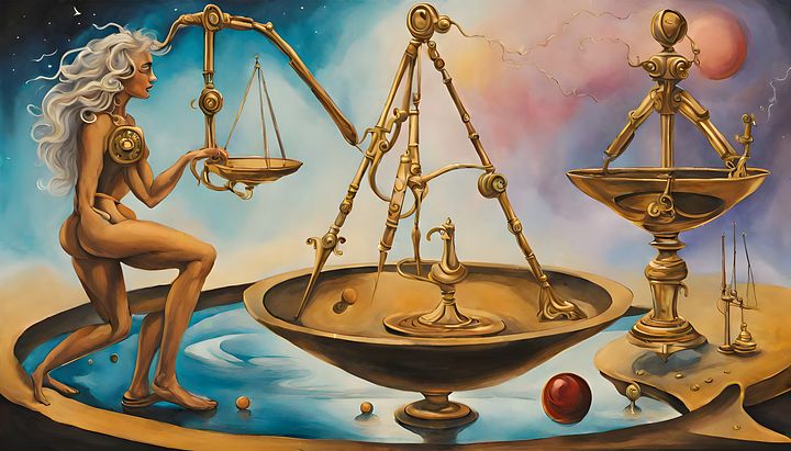 Libra - Cosmic Equilibrium: Surreal Visions Unveil Libra's Elegant Duality product image (1)