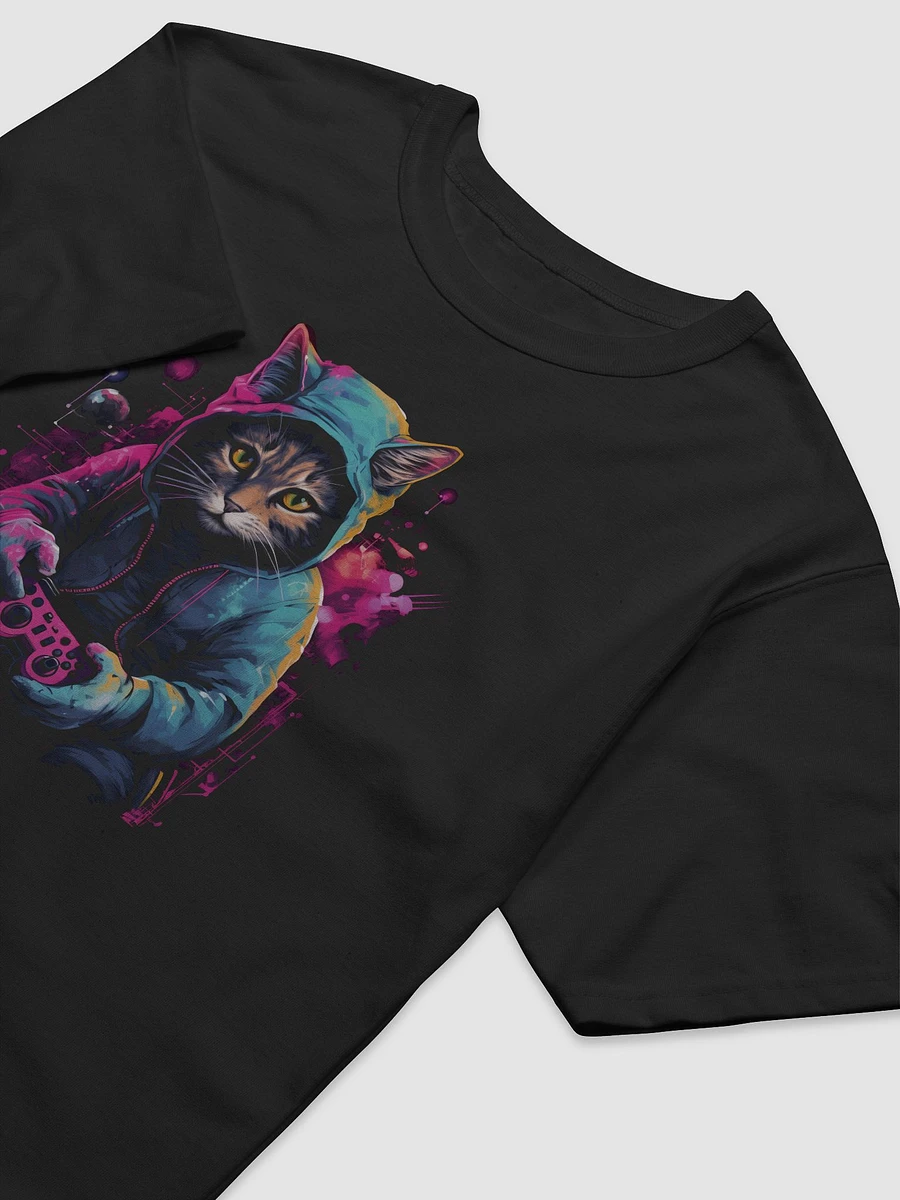 Whiskered Gamer Cat Art T-Shirt product image (3)