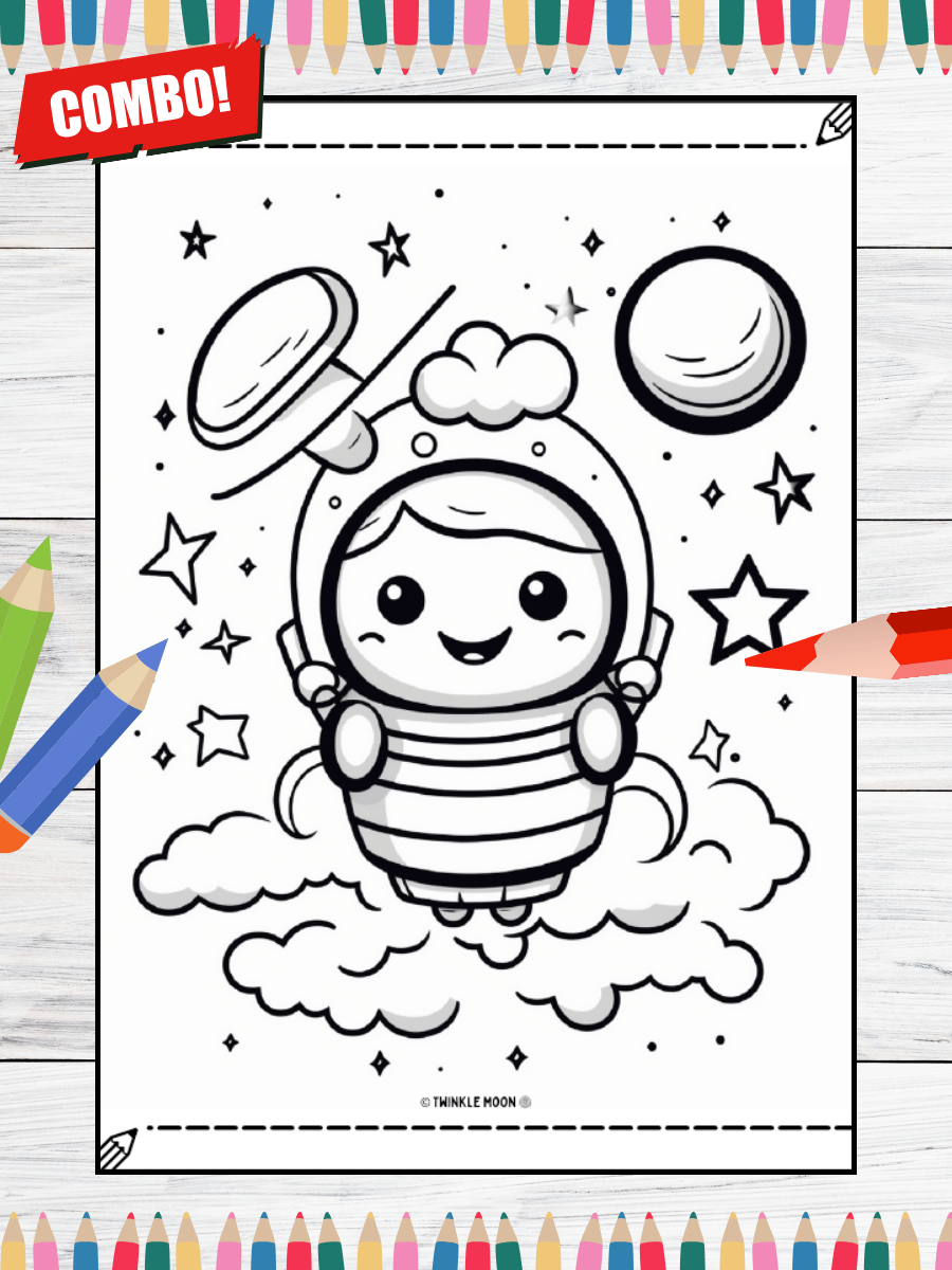 150 Cute Kawaii Space Coloring Pages#Combo (PDF Coloring Pages) product image (3)