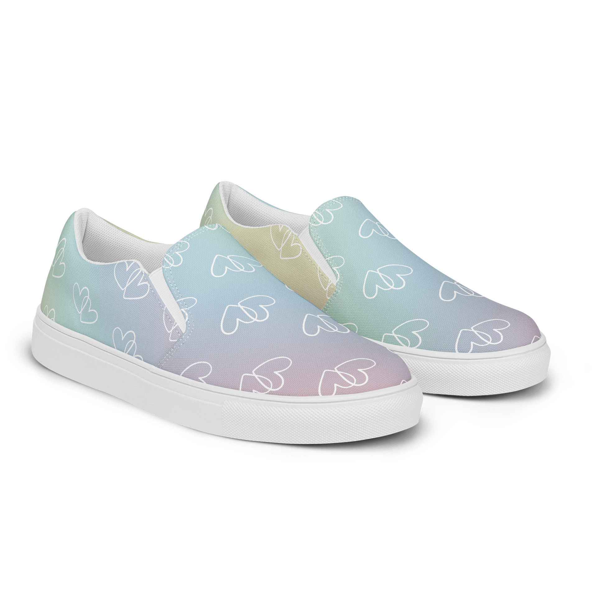 Rainbow Heart Women's Canvas Slip-On Shoes product image (2)