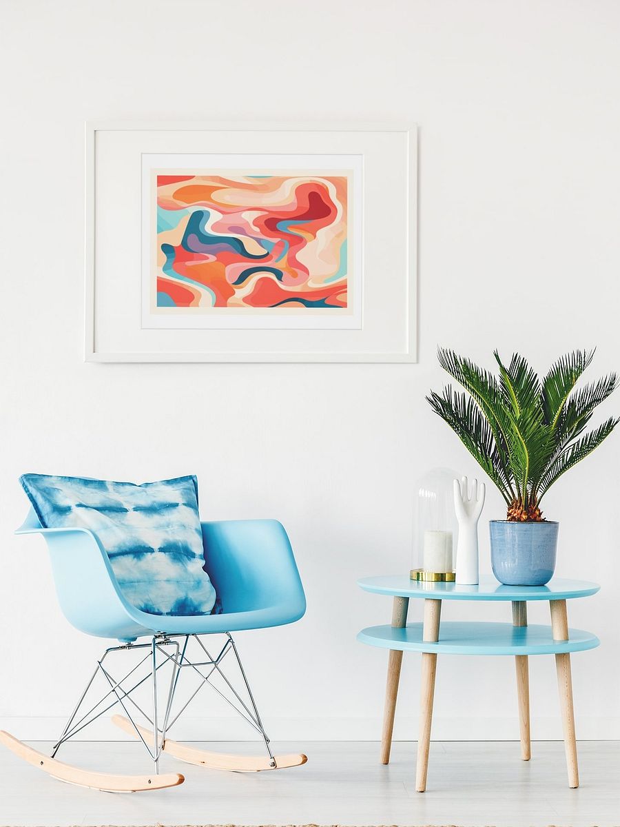 Soothing Abstract Wavy Patterns Poster, Warm Tones Modern Art Print, Flowing Shapes Wall Art for Relaxing Home and Spa Decor product image (4)