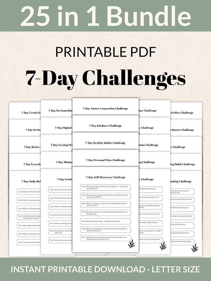 25 Printable 7-Day Challenges Mega Bundle product image (1)