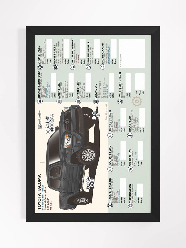 2nd GEN MAINTENANCE TRACKER V1.0 - Black (FRAMED) product image (2)
