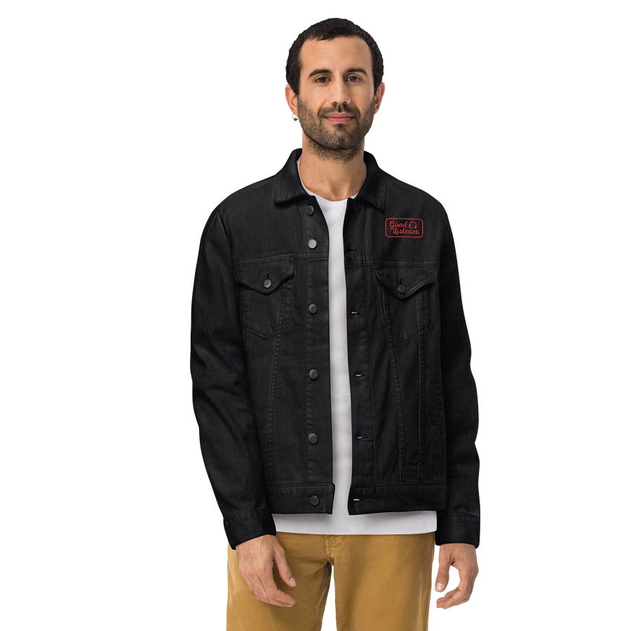 Good Listener Logo Embroidered Jean Jacket - Black and Red product image (25)