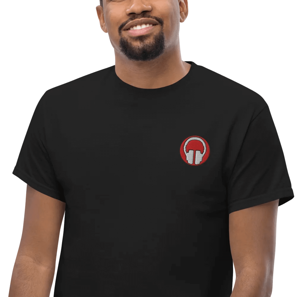 Headphones Embroidered Gildan Heavyweight T-Shirt product image (17)
