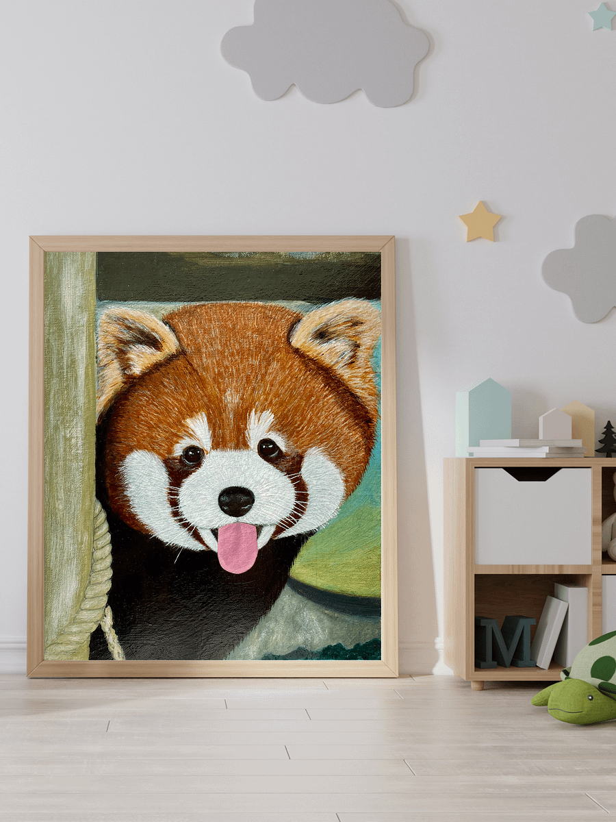 Peek-A-Boo Red Panda Painting – Original Acrylic Wildlife Art product image (5)