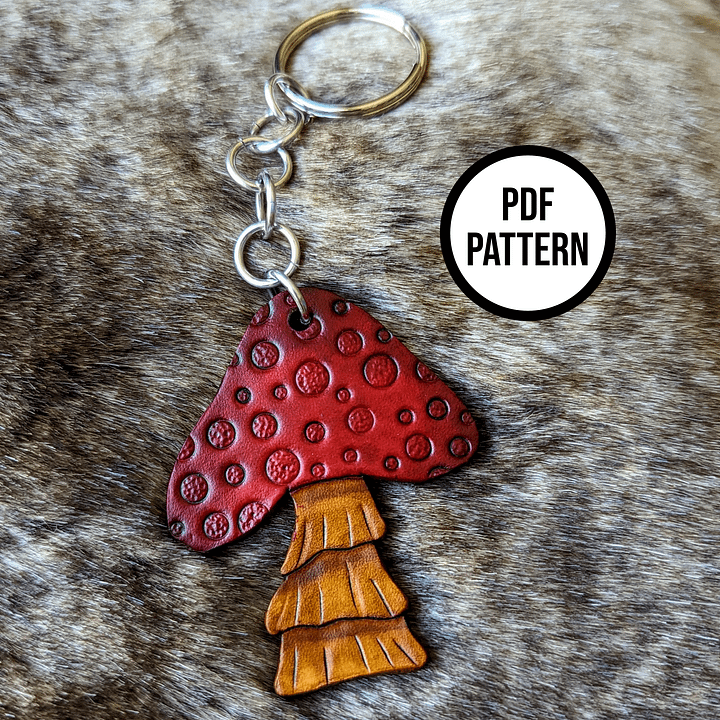 Mushroom Leather Keychain - PDF Pattern for Leatherwork product image (2)