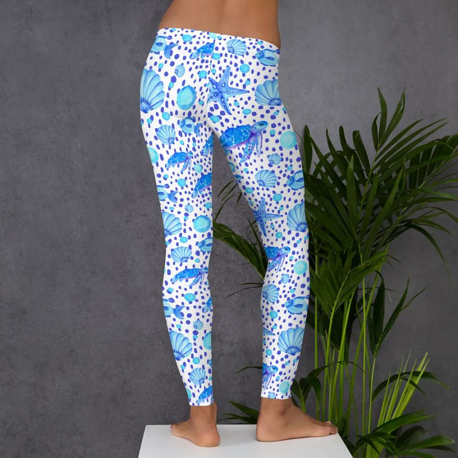 ladies leggings with sea turtle print.  Ideal gift fot the nature andeco lover. product image (7)