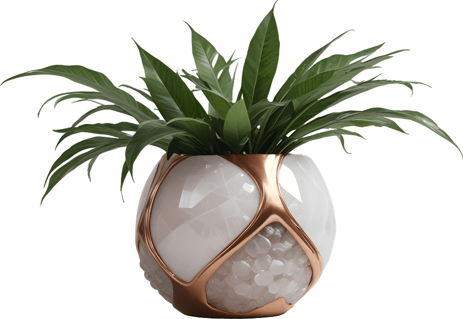 Glamour Organique – Luxury bronze and quartz Design Planter PNG product image (1)