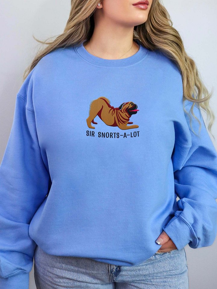 Sir Snorts-A-Lot Sweatshirt (Embroidered) of a Pug(Tan) product image (2)