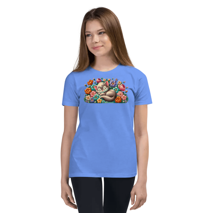 Kitten Sleeping in Flowers Kids T-Shirt product image (17)