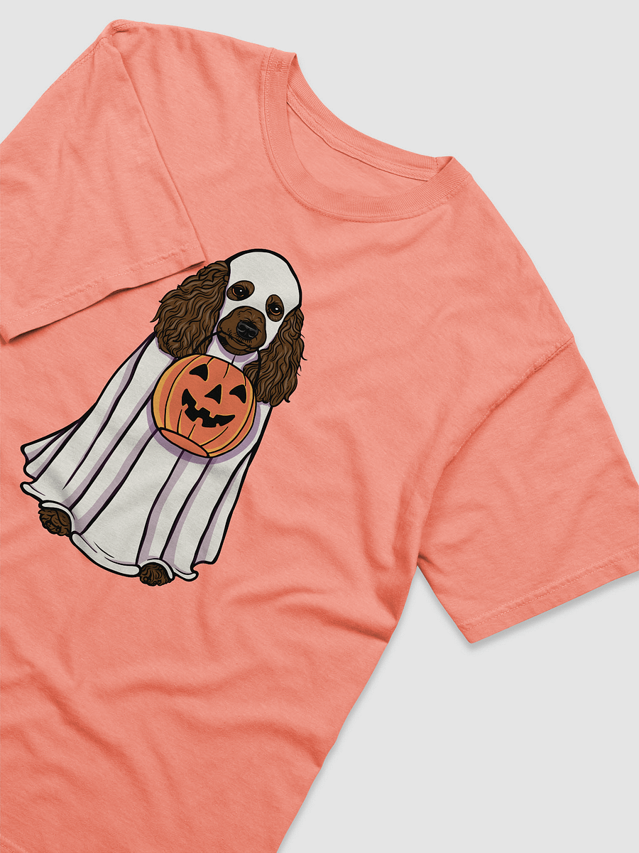 Funny Halloween Poodle(Black) T-Shirt | Funny Papillon Wearing a Ghost Costume and Holding a Pumpkin Basket product image (24)