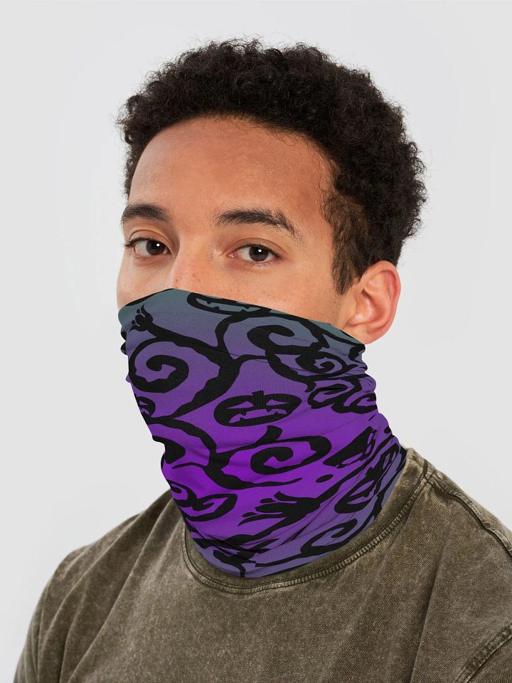 Green & Purple Scary Pumpkins Skull Neck Gaiter product image (2)