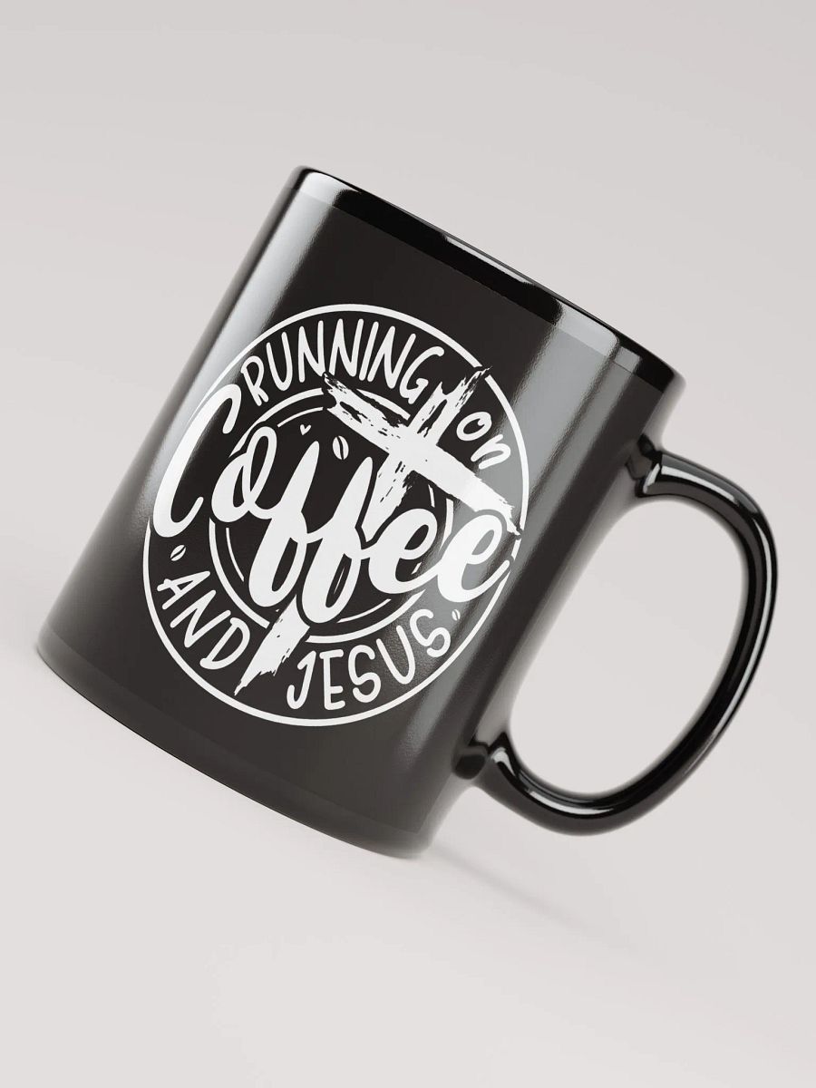 Running on Coffee and Jesus Black Glossy Mug product image (5)