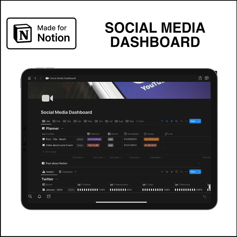 Notion Template - Social Media Dashboard product image (1)