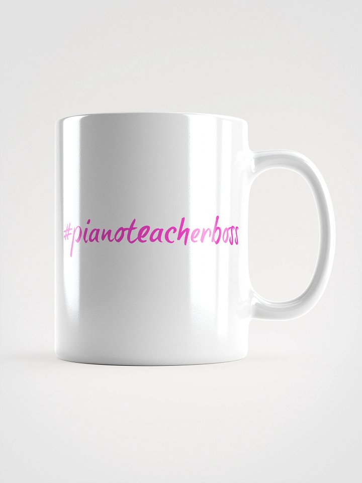 "Piano Teacher Boss" White Glossy Mug with Pink Script product image (2)