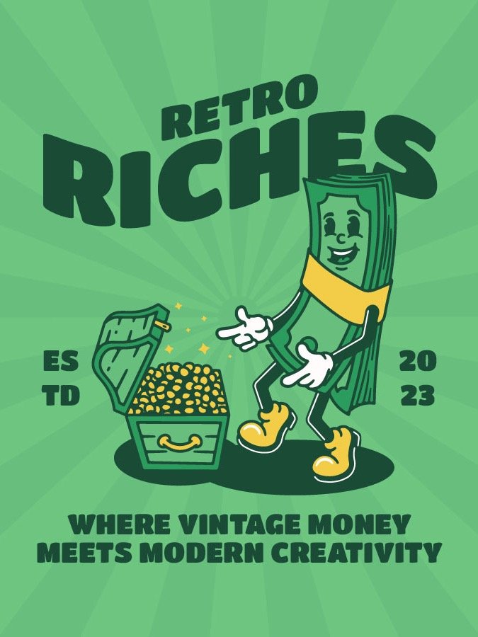 Retro Riches Money Character Illustration Design product image (1)