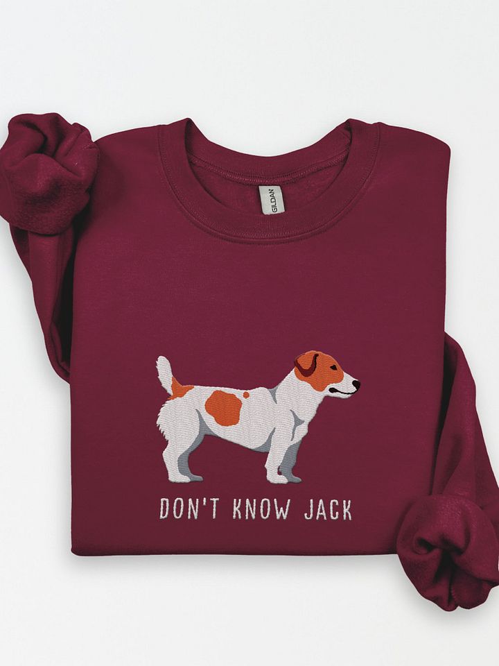 Don't Know Jack Sweatshirt (Embroidered) of a Jack Russell Terrier(Red & White) product image (1)