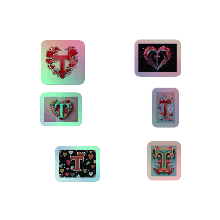 All T's Valentine’s Monogram Holo Sticker Pack product image (2)
