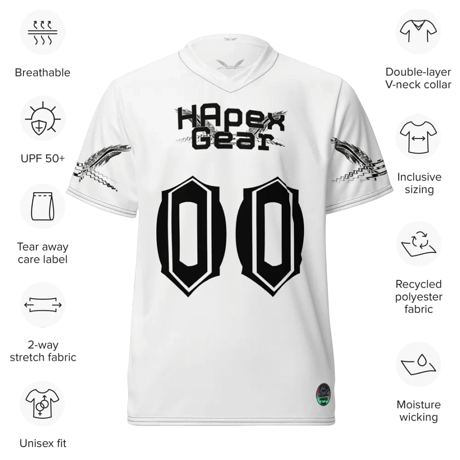 Sellout - White - Recycled Unisex Sports Jersey - Black HApex Gear Black Logo product image (9)