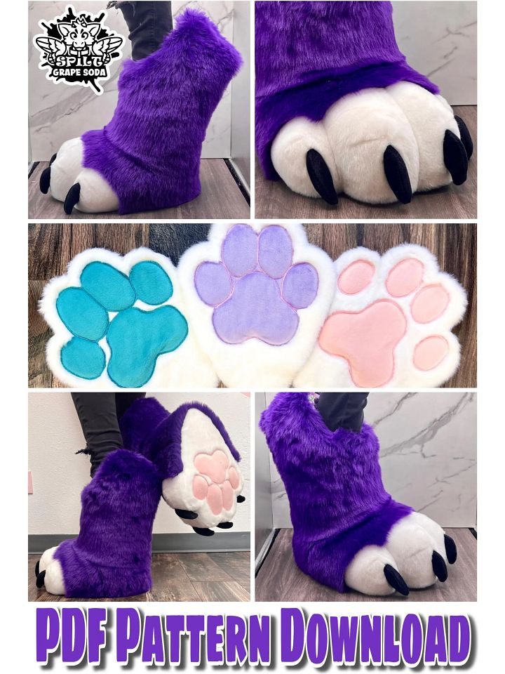 Slim Digigrade Fursuit Feetpaw Indoor and Outdoor Pattern [PDF DOWNLOAD] product image (1)