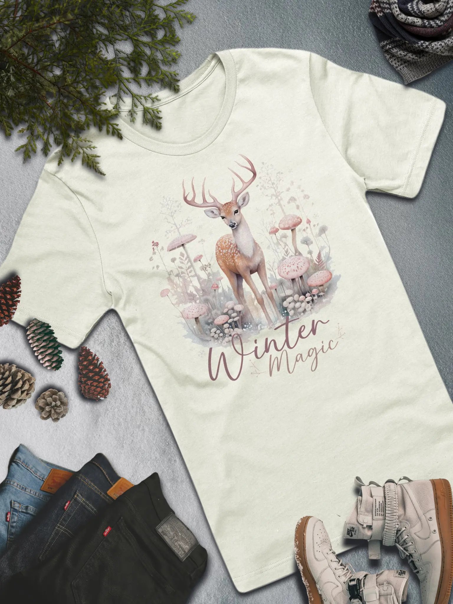 Winter Magic Deer T-Shirt – Enchanting Nature-Inspired Style product image (5)