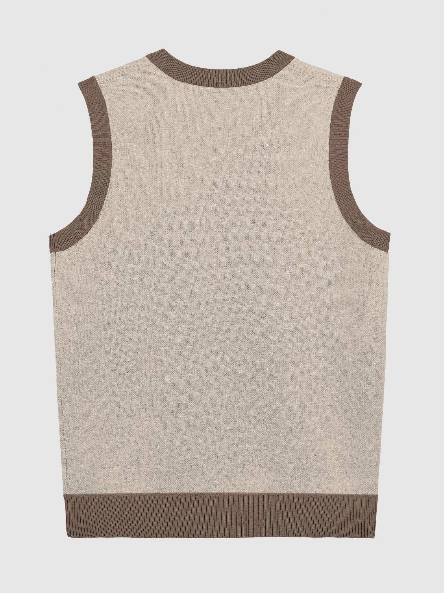 ONE ANOTHER (lg. design, tan and brown) knitwear vest product image (2)