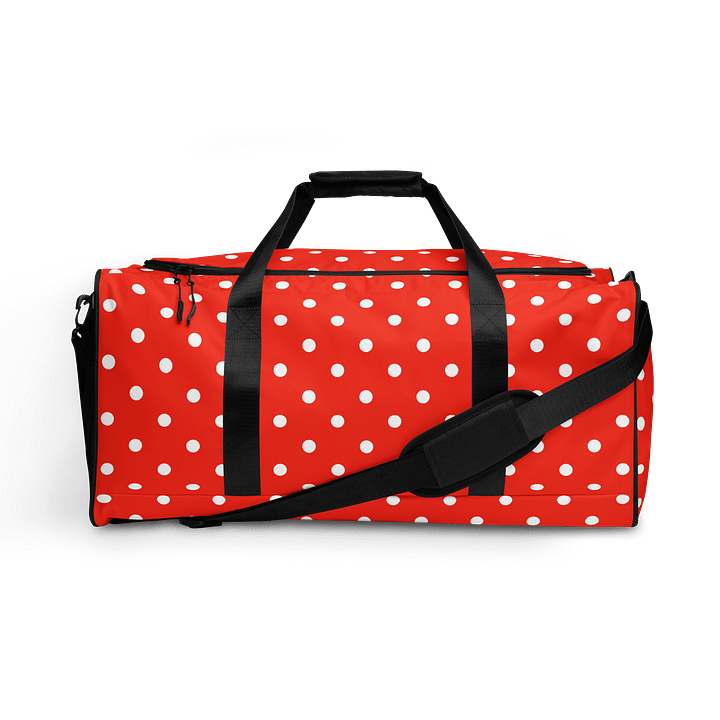 White Polka Dots on Red Duffle Bag product image (2)