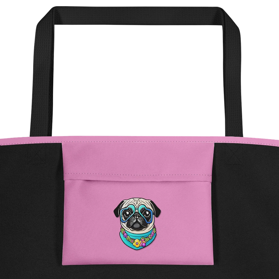 Retro Pug Mom Tote Bag With Pocket-Purple product image (3)