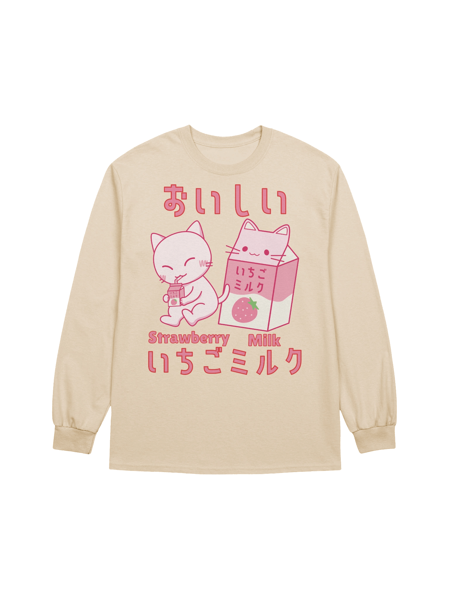 Strawberry Milk Kitty - Unisex Adult Long Sleeve T-shirt product image (1)