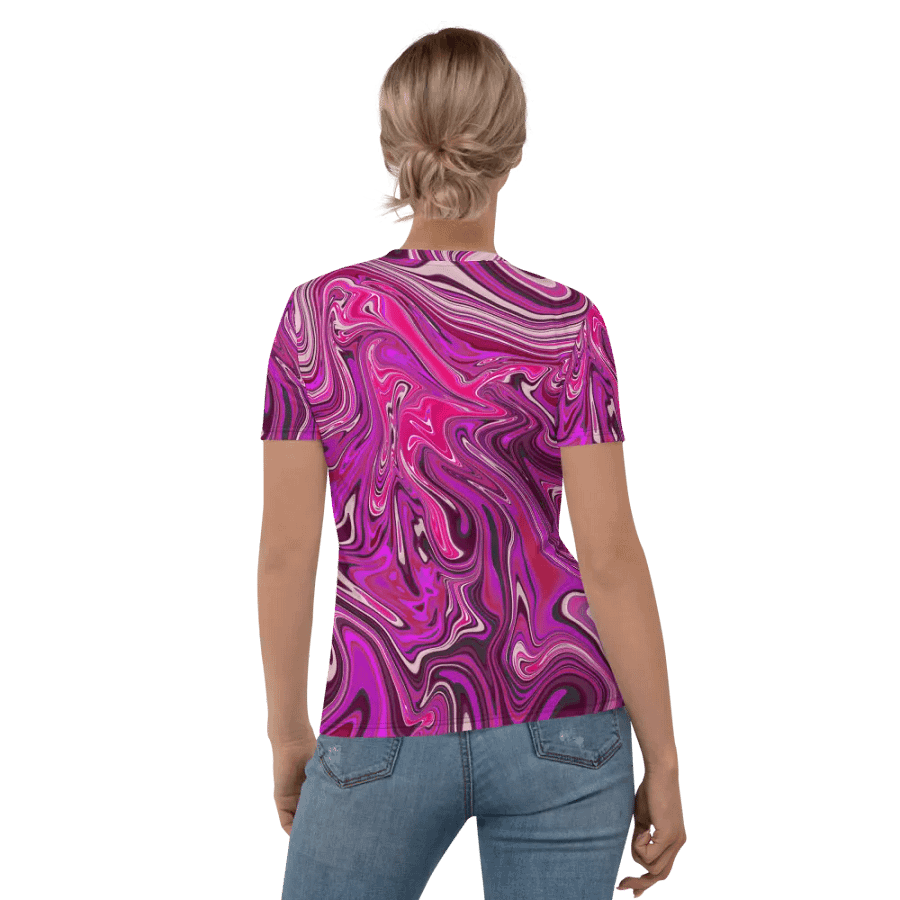 Women's Crew Neck Tshirt - Pink and Purple Digital Fluid Art product image (4)