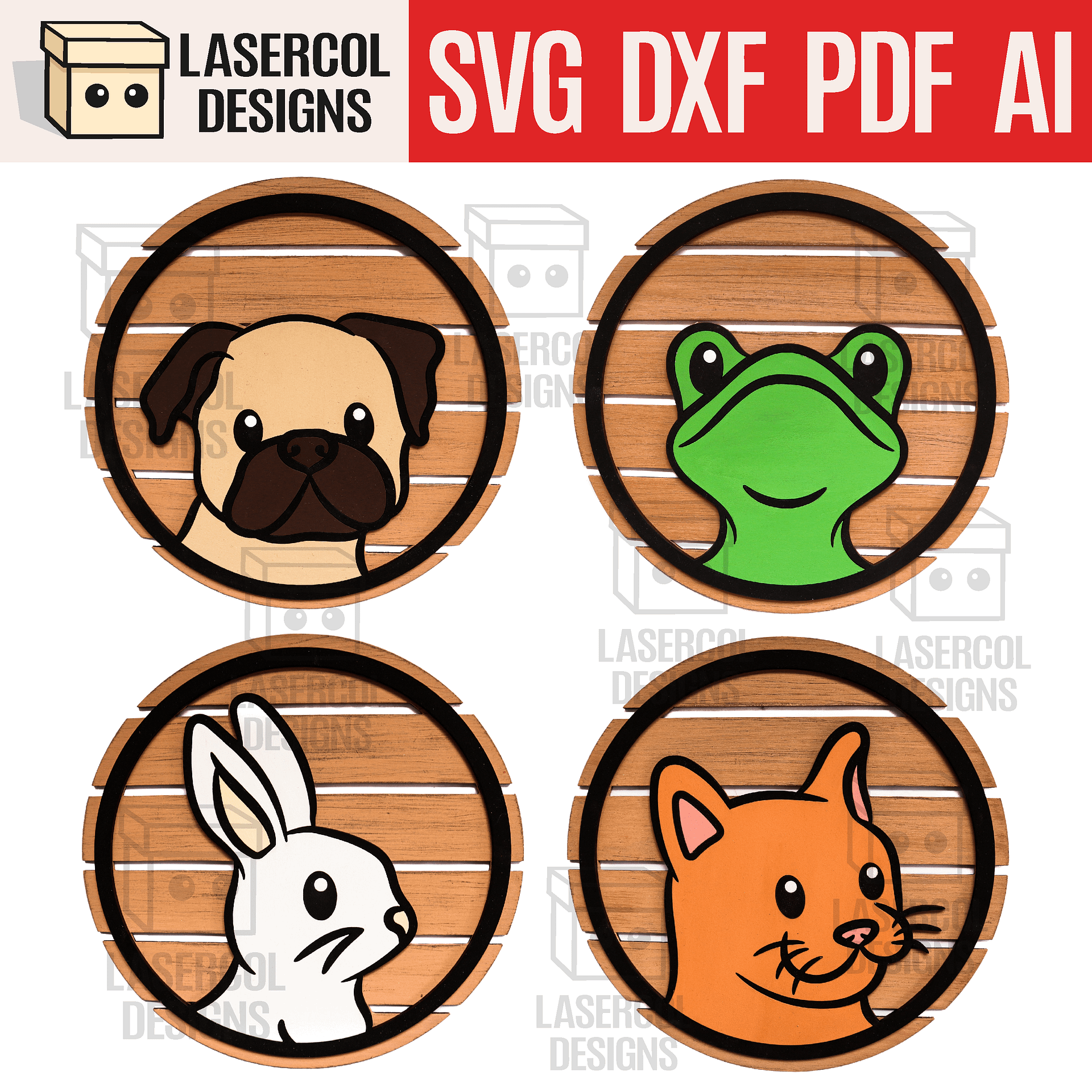Animals Paint Kit Puzzles Bundle (Set 1-2-3-4) - Laser Cut Files product image (5)