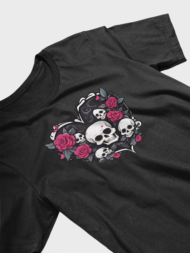 Black Heart With Skulls and Pink Roses T-shirt product image (2)