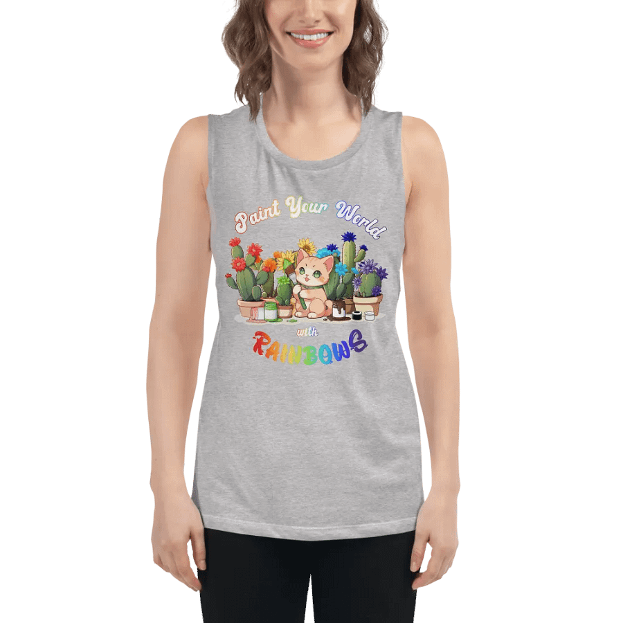 Rainbow Kitten Artist Flowy Muscle Tank product image (6)