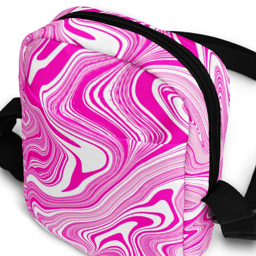 Utility Crossbody Bag - Pink and White Liquid Swirls product image (3)