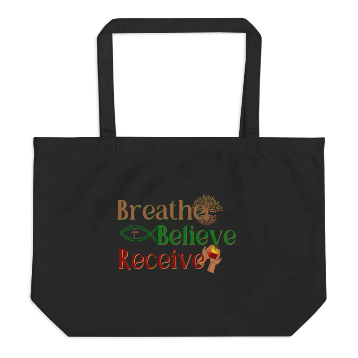 Breathe Believe Receive Econscious Organic Cotton Tote Bag, Inspirational Motivational, Self-Affirmation, Positive Vibes, Gift Idea product image (2)