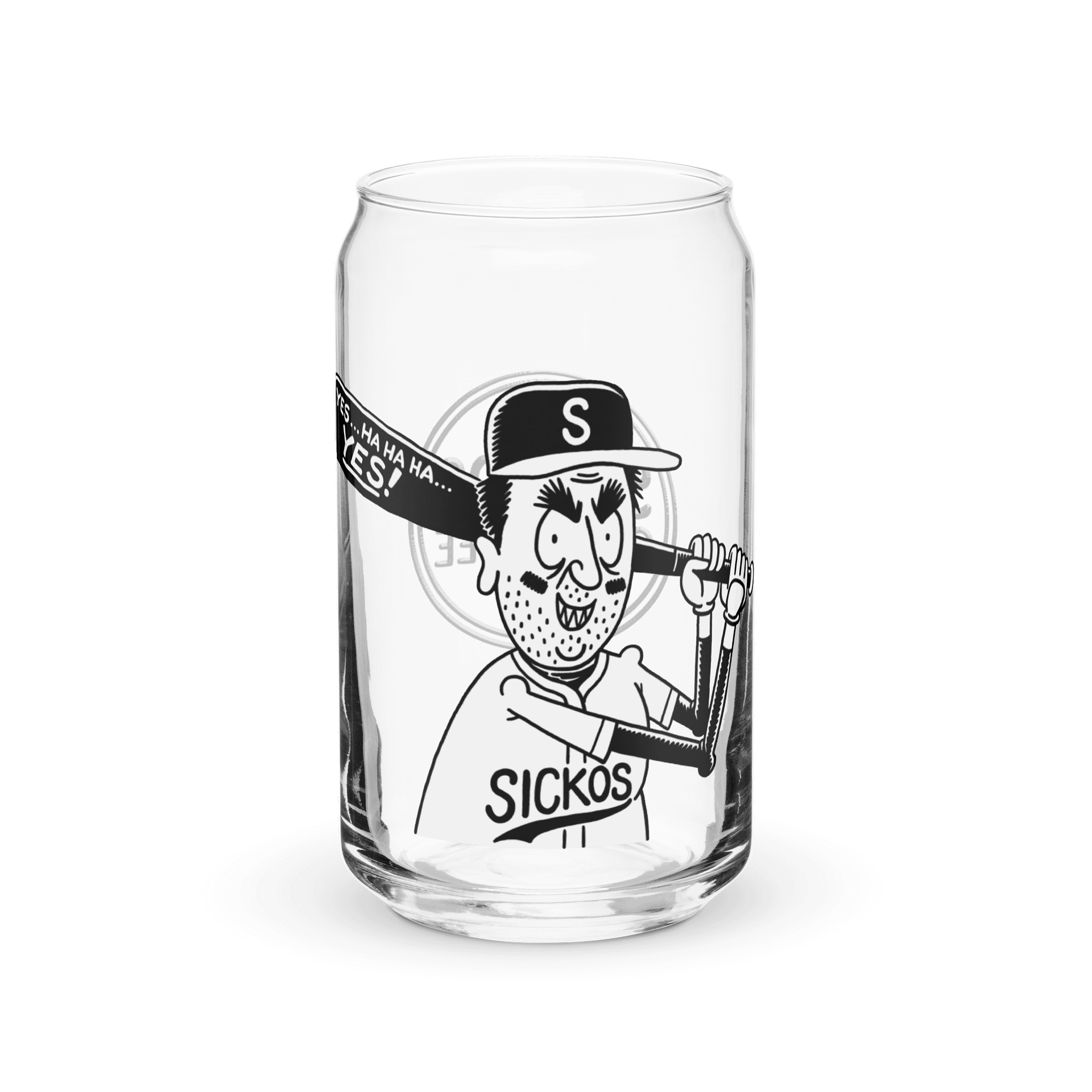 16oz Sickos Baseball Can-Shaped Glass (with Optional Lid/Straw) product image (1)