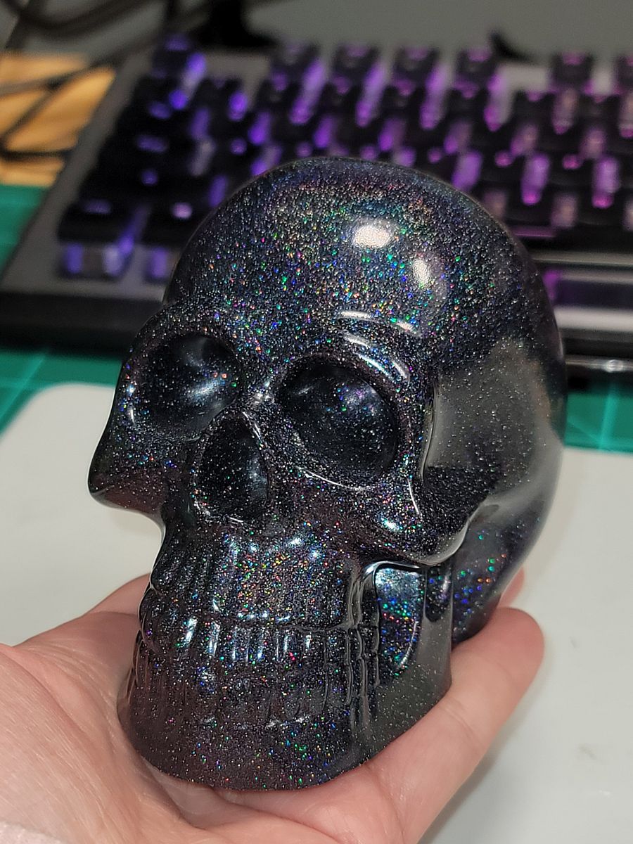 Black Holographic Glitter Skull product image (7)
