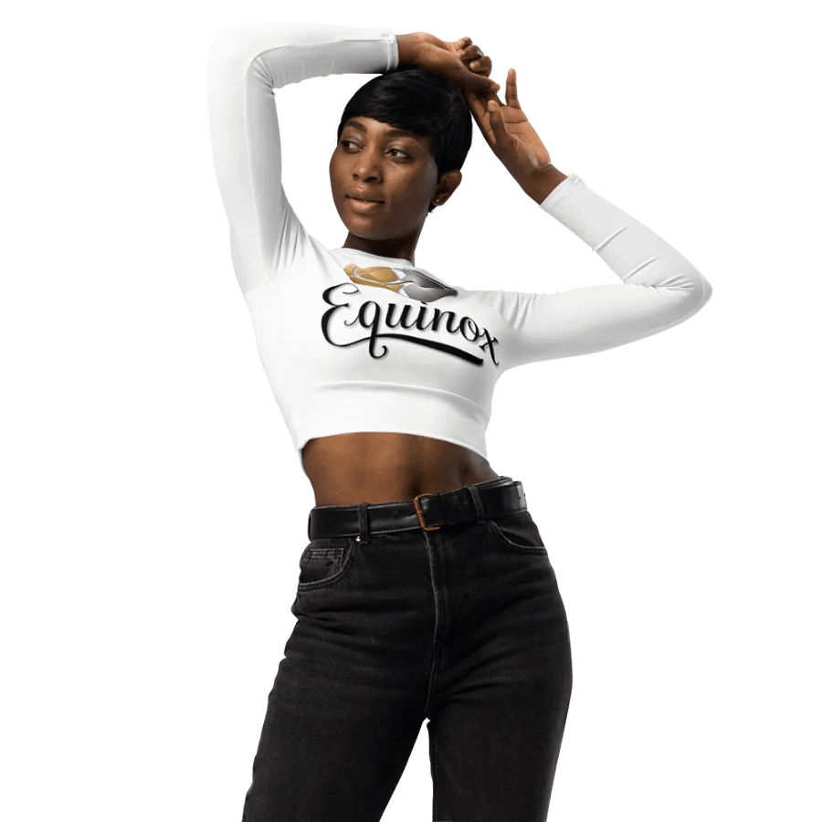 Equinox Women's Recycled Long Sleeve Crop Top - White, Sustainable Style product image (4)