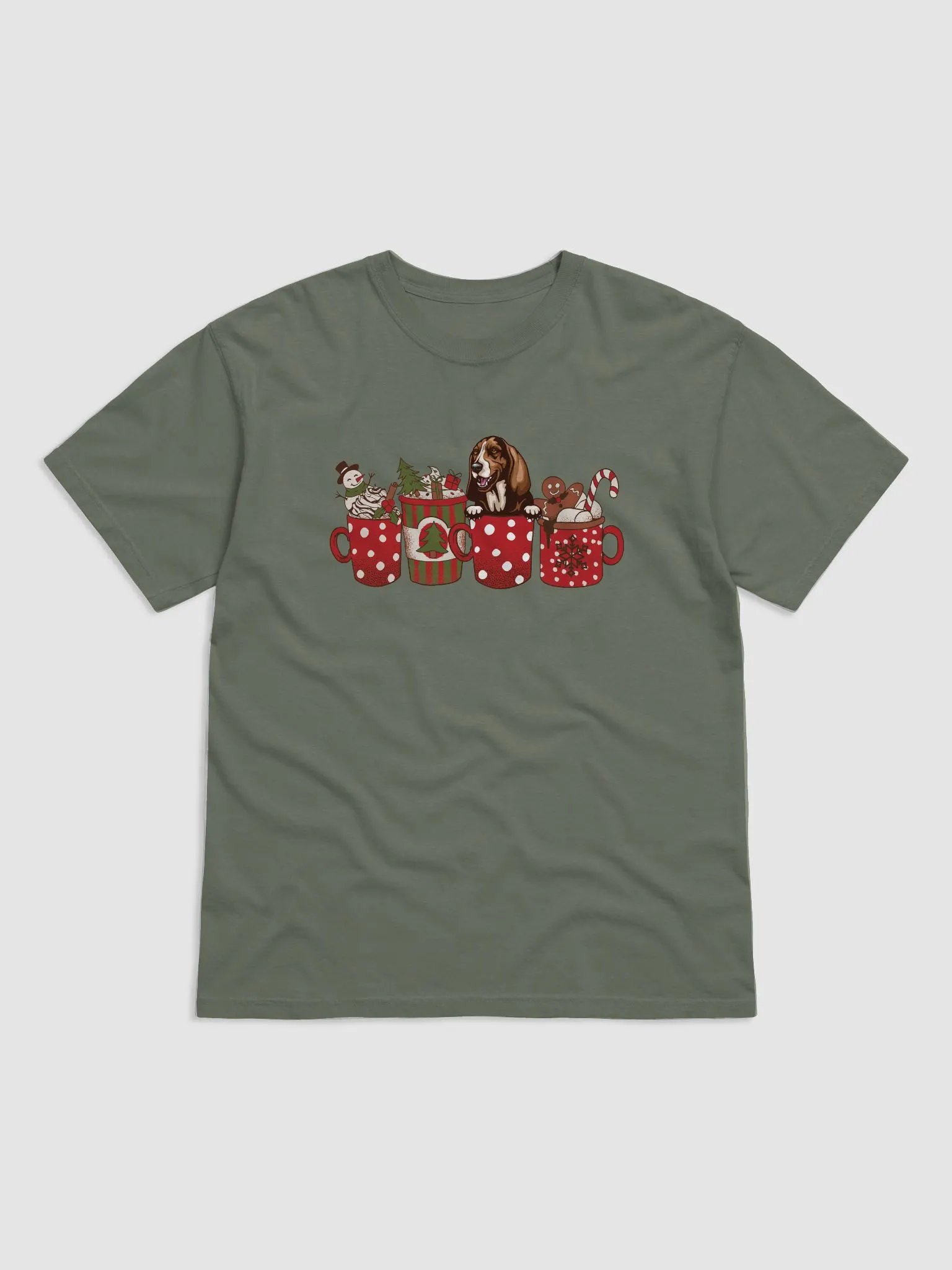 Cute Basset Hound in a Christmas Cup T-Shirt | Funny Christmas Pup in a Cup product image (19)