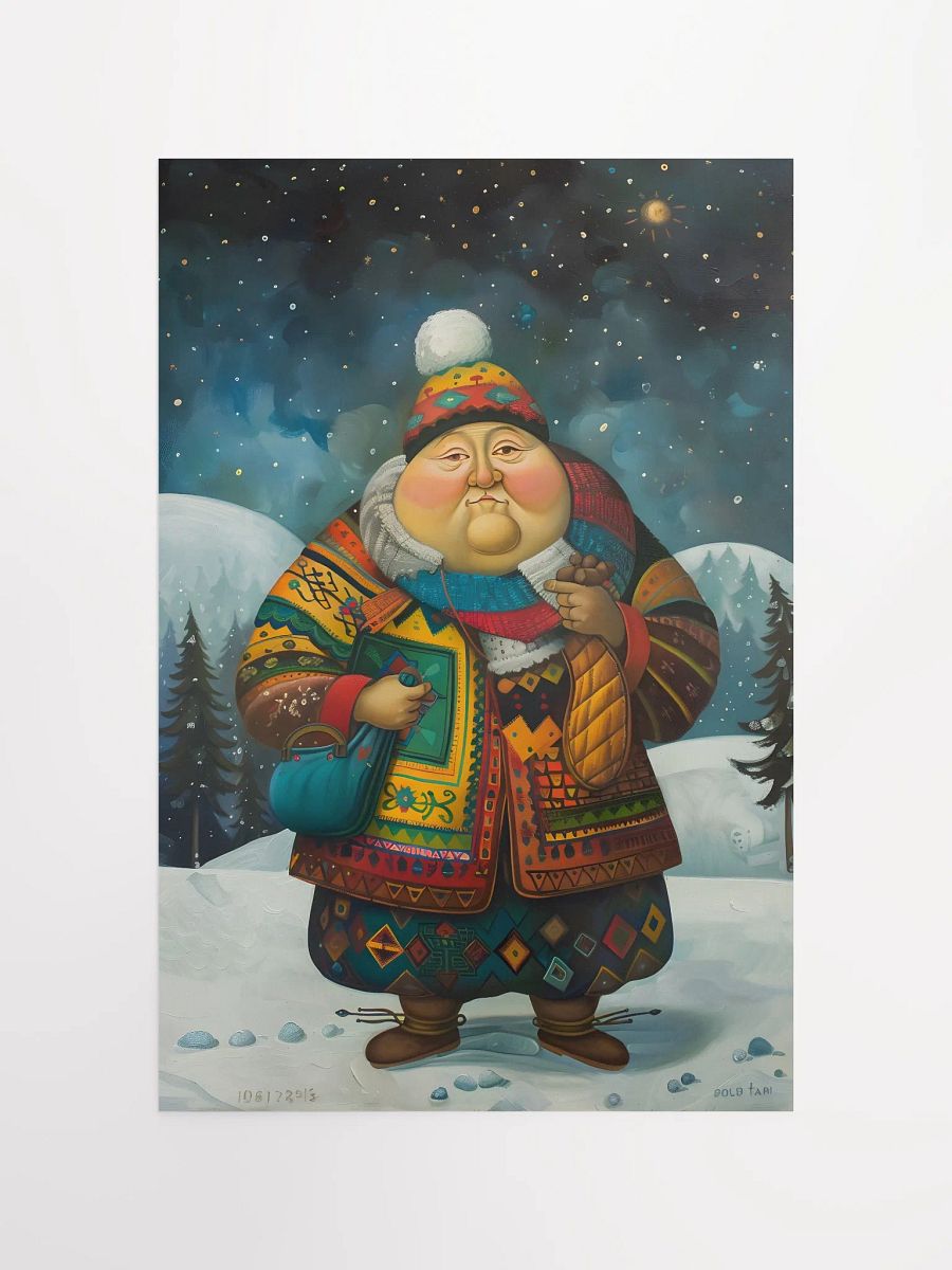 Whimsical winter figure in vibrant patterned outfit. product image (4)