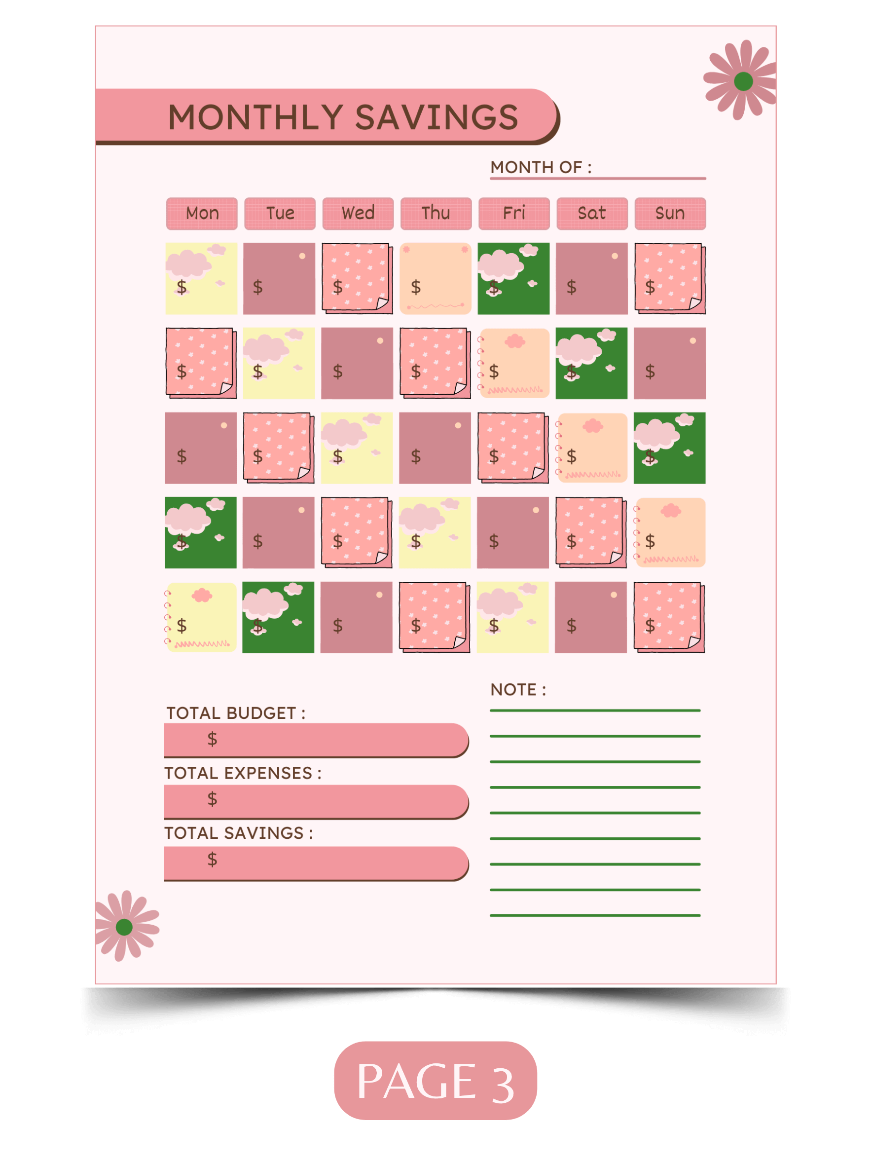 Cute Budgeting Bundle: 2 Monthly Planners + Savings Tracker product image (5)